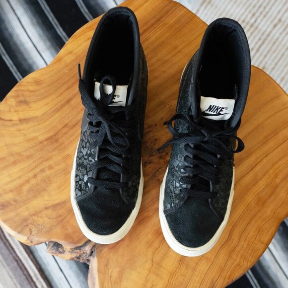 NIKE PRIMO COURT MID SZ 7 BLACK SUEDE LEOPARD LIMITED EDITION TRAINERS - Picture 3 of 7